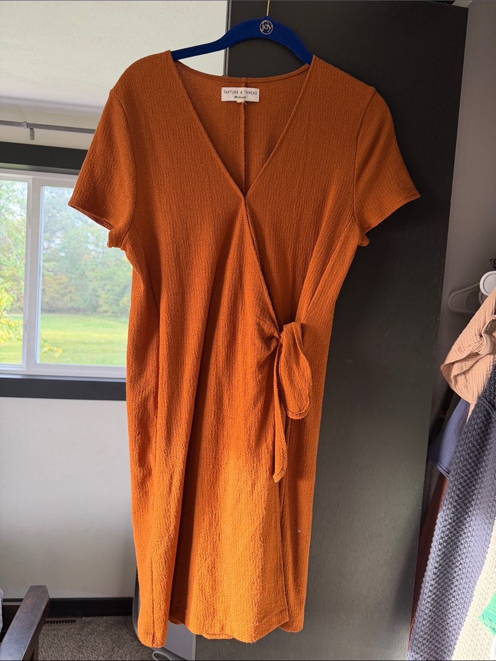 Madewell Orange Tie-Waist Midi Dress